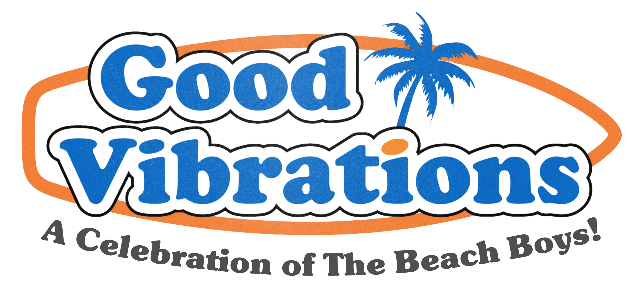 Good Vibrations Logo with Surfboard Tagline Good Vibrations Logo with Surfboard Tagline